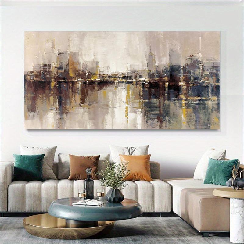 Абстрактное искусство на холсте Современный городской пейзаж для гостиной, спальни, Картина городского пейзажа, Настенное искусство на холсте