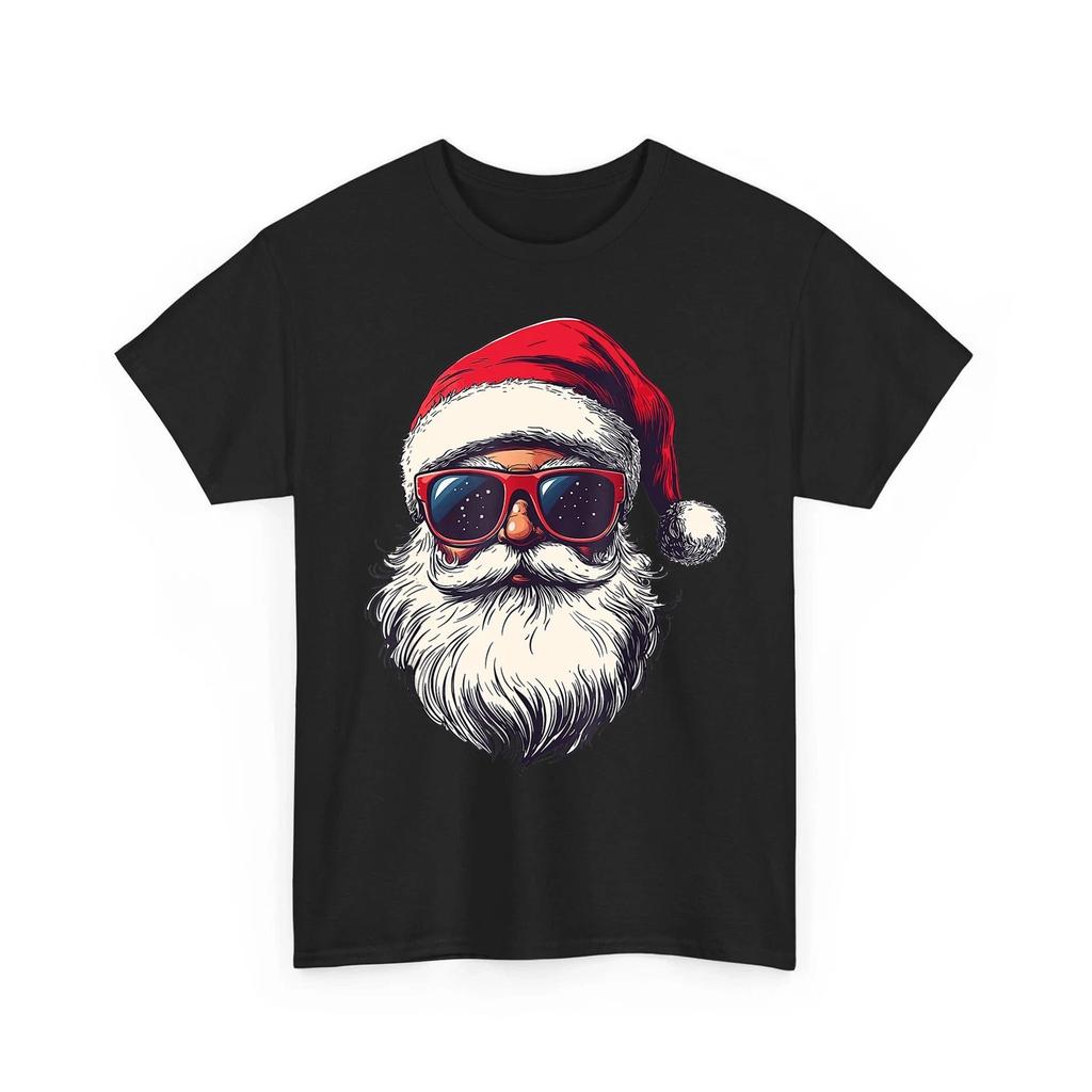 Cool Santa Claus Face Retro Sunglasses Christmas Unisex 100% Cotton T-shirt Mens Tees Top