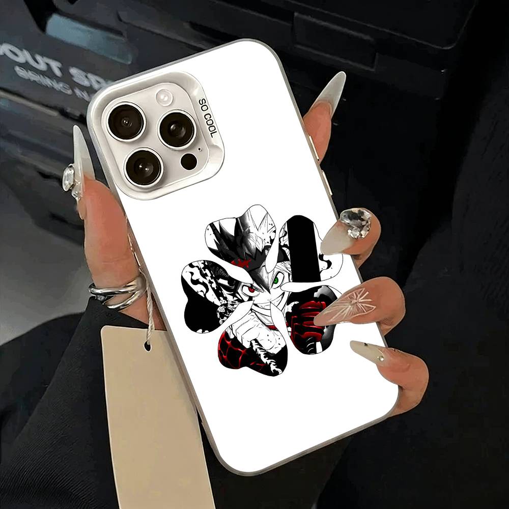 Чехол для телефона Black Clover Для iPhone 17 Air 16 15 14 13 12 11 Pro Max Белый Серебристый Жесткий Чехол