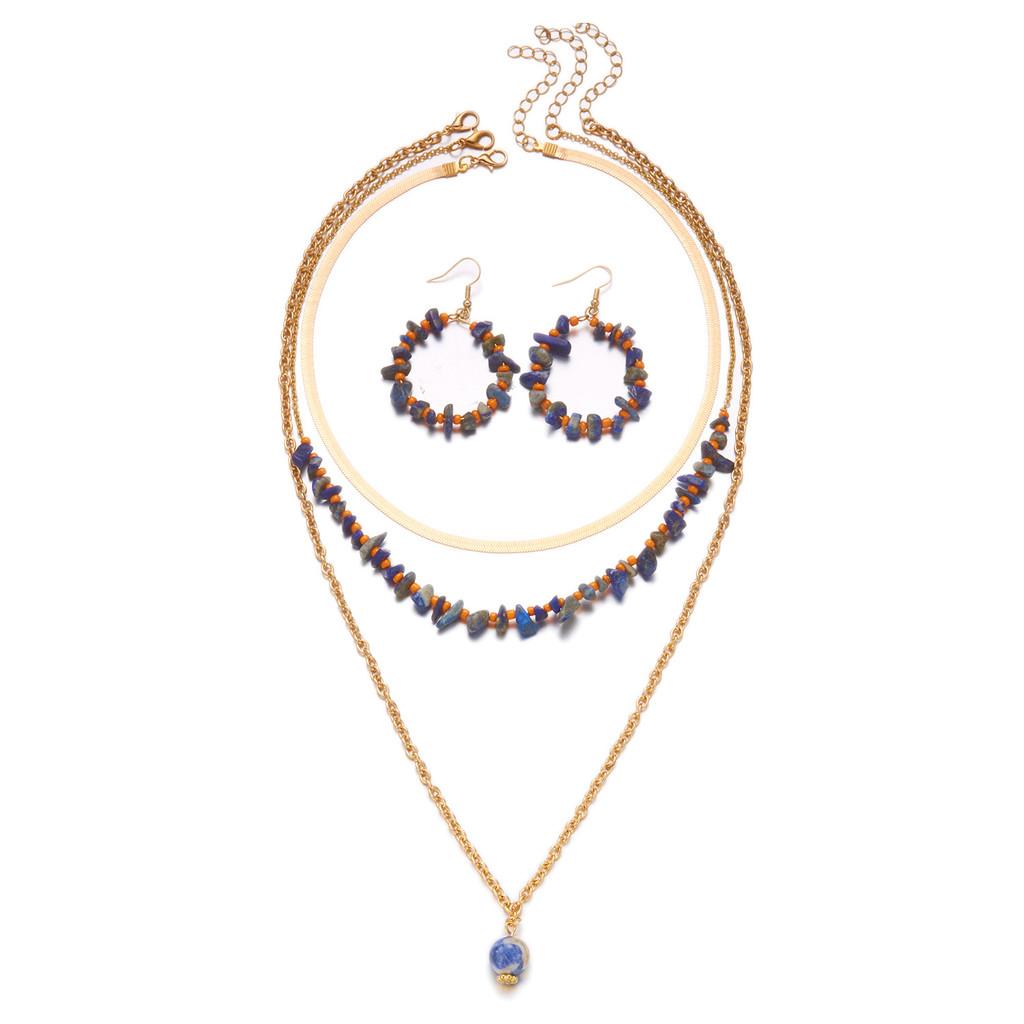 Трендовый набор бижутерии из сплава с крошкой из натурального камня и геометрическим дизайном для женщин, Осень 2025