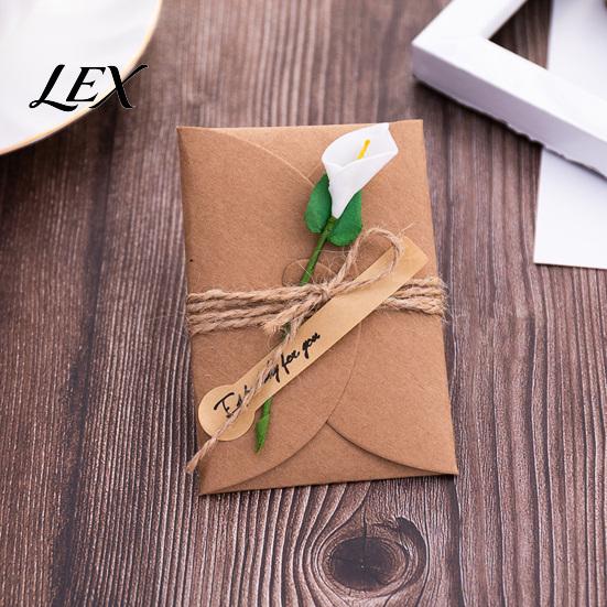 Elegant Ritual Gift Decorations 5Pcs DIY Dried Flower Greeting Cards, Handmade Note Cards with Artificial Flowers, Jute Twine Artistic Retro
