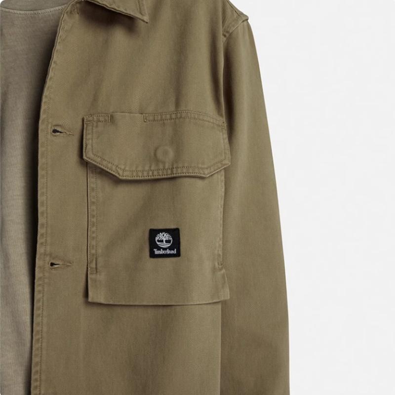 Timberland SS24 Повседневная свободная удобная рубашка в стиле куртки с длинным рукавом Мужские рубашки армейско-зеленого цвета A42K5-A58