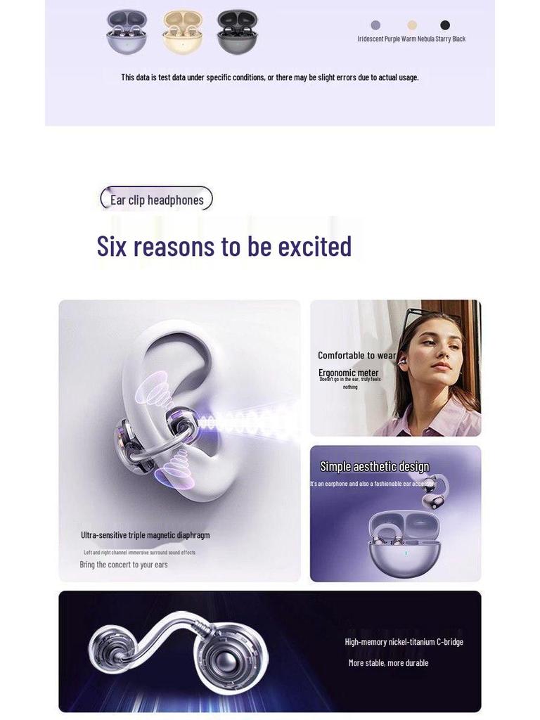 Premium GTS26 Wireless Ear-Clip Bluetooth Earphones for Huawei & Sony with High-Fidelity Noise Canceling