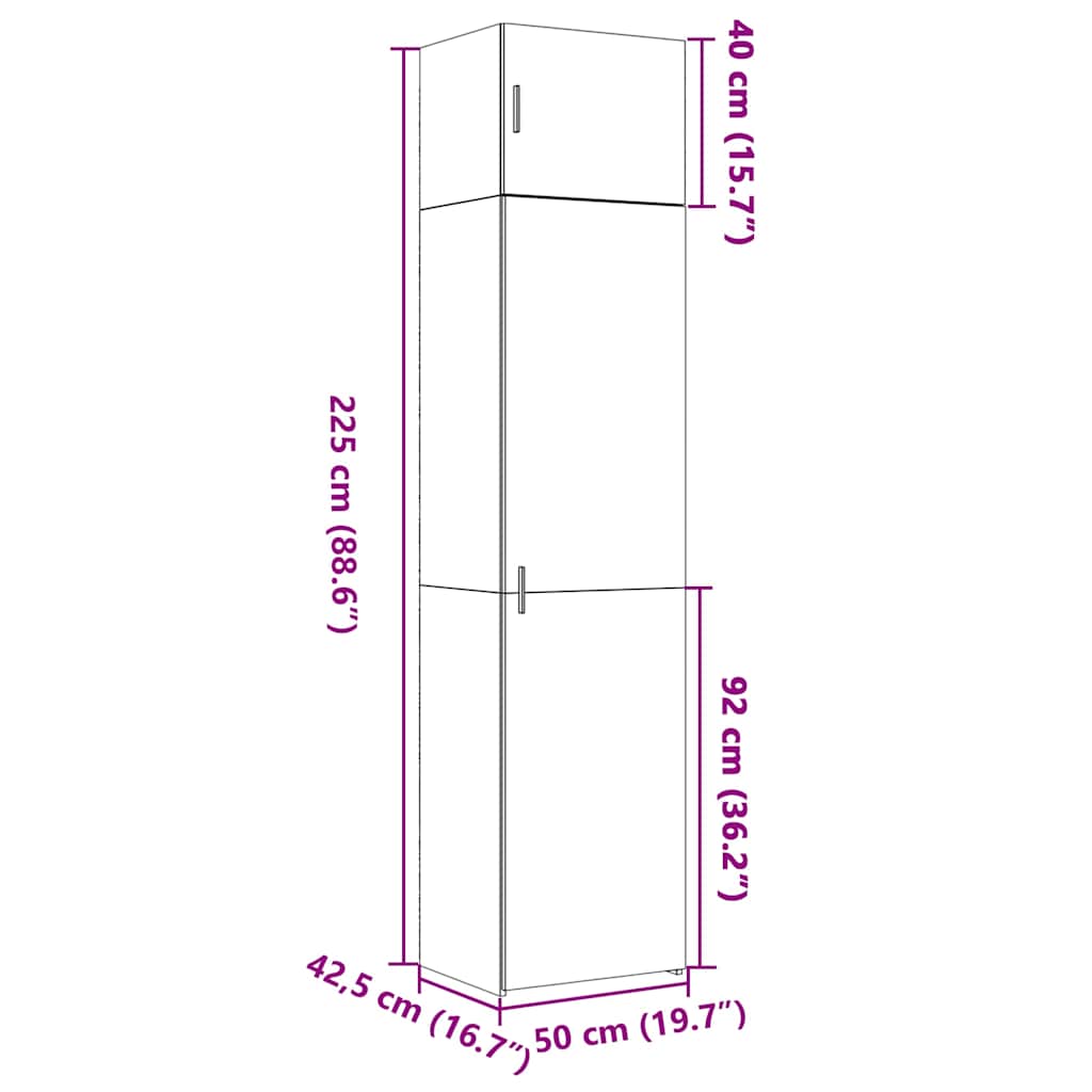 Tall Narrow Cabinet White 50 x 42.5 x 225 cm Particleboard