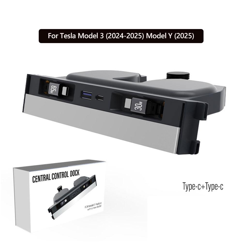 USB Hub Charger For Tesla Model Y Juniper 2025-2026 & Model 3 Highland 2024-2026 Center Console Docking Station Accessories