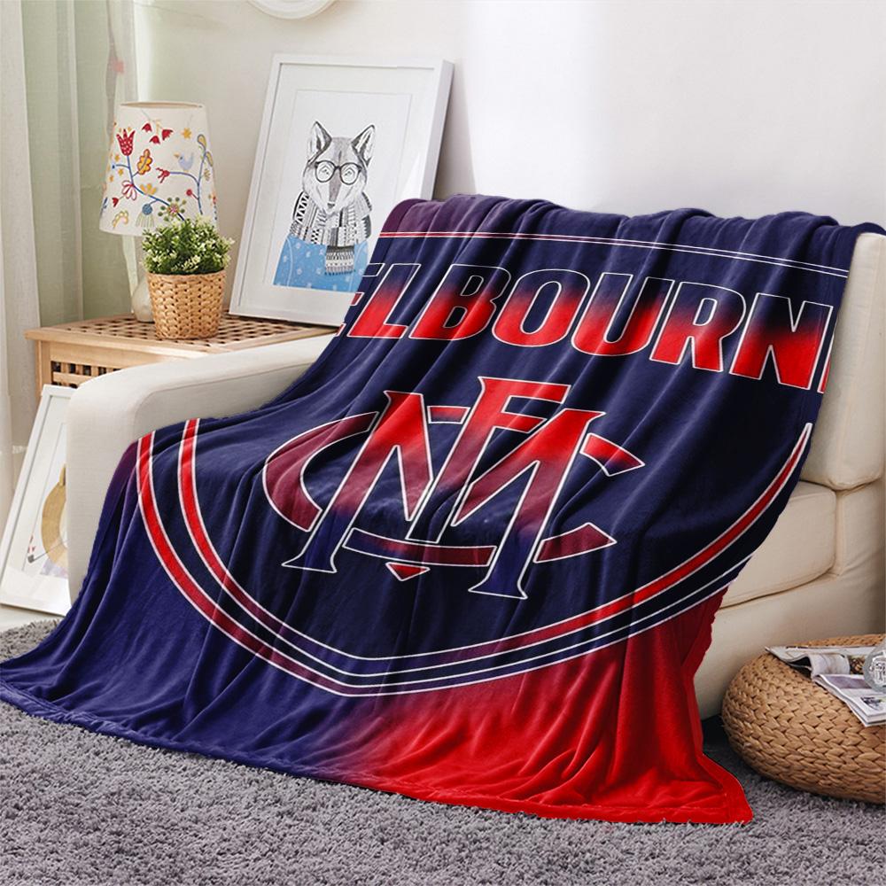 Melbourne Football Club Gradient Logo Print Flannel Blanket Soft Warm Throw Blanket For Bed Sofa Couch Sports Fan Home Decor Gift