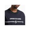 Armani Exchange Хлопковая футболка с принтом логотипа, круглым вырезом и коротким рукавом, мужские топы, темно-синий, XM000274-AF12308-UB101