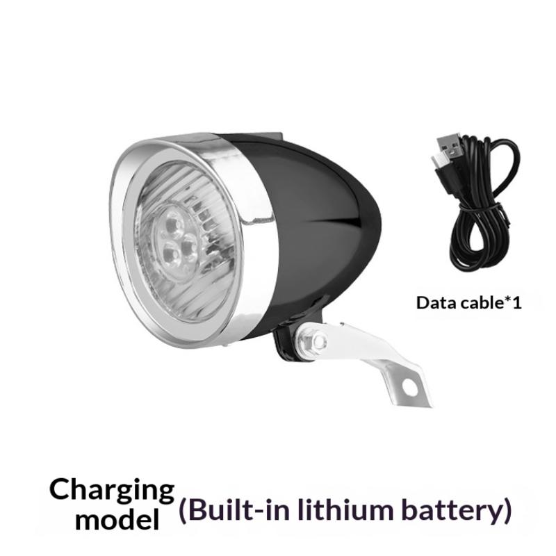 Retro Bike Headlight Type-C Rechargeable Classic Mountain Bicycle Front Light 3 Led Road Bike Headlamp Cycling Accessories