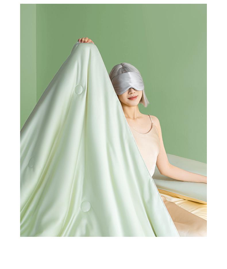 Cooling Ice Silk Tencel Summer Quilt Four-Piece Set: Water & Machine Washable, Ideal for Air Conditioning.