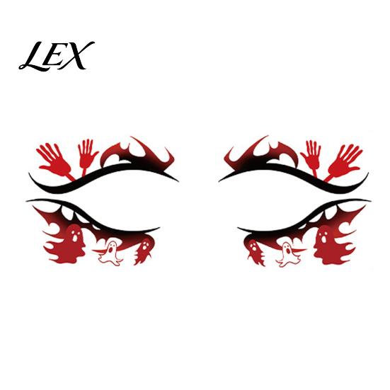 Festival Eye Makeup Halloween Face Temporary Tattoos for Women, Waterproof Pumpkin Spiderweb Stage Performance Art Stickers Masquerade Carnival