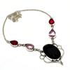 Black Spinel Pink Kunzite Gemstone 925 Silver Plated Jewelry Necklace 18"