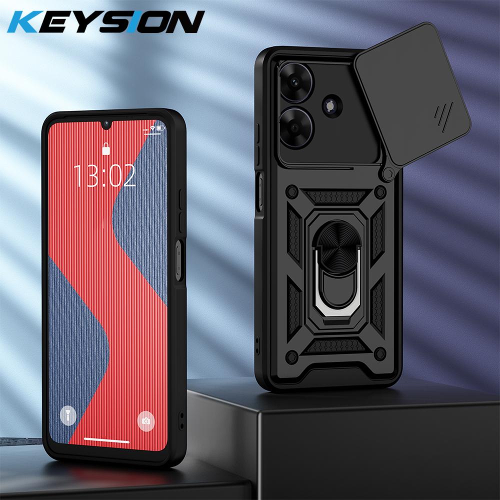 KEYSION Противоударный защитный чехол для Realme Note 60 60X, защитное кольцо для камеры, подставка, задняя крышка для Realme Note 60X