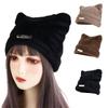 Bear Ears Knitted Cap Letter Winter Plush Hat Cute Cat Ears Hat  Female/Girls