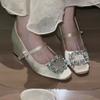 Модные туфли Мэри Джейн с квадратным носком в французском стиле, женские весенне-осенние туфли на блочном каблуке