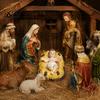 Desktop Nativity Set Pieces Baby Jesus in Manger Statue, Easter Figurines Small Indoor Altar Ornaments Sculpture, Hand-Painted Christmas Creche Decor