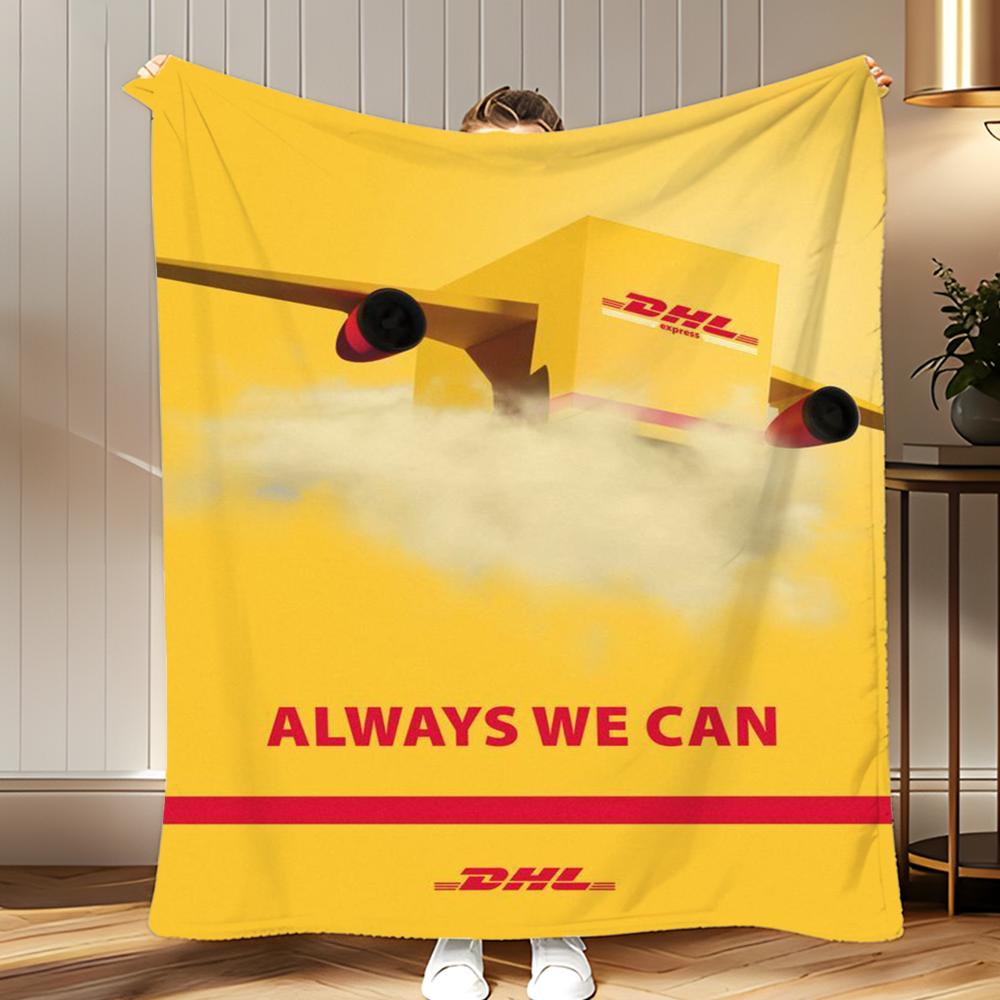 Популярный логистический бренд DHL Express Мягкое коралловое флисовое одеяло-плед 310 г/м² Пушистое теплое одеяло для дивана кровати диванчика декора спальни