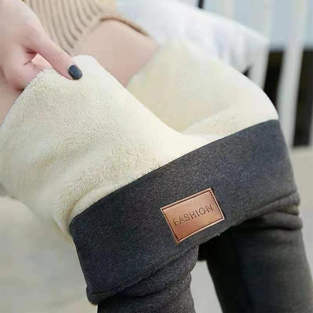 Fleece Lined Leggings Women - Thick Soft High Waisted Black Tummy Control Thermal Warm Velvet Pants for Cold Winter