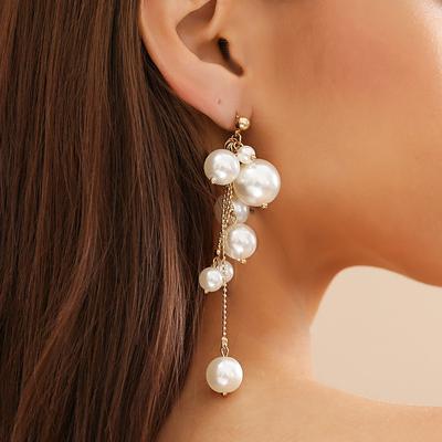 Корейские элегантные серьги-капли с длинной кисточкой из искусственного жемчуга, серьги с неровными шариками, женские свадебные украшения в подарок