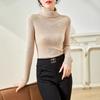 Autumn New Stacked Collar Containing Silk Wool Sweater Slim and Thin Black Bottomed Knitted Sweater Women's Top