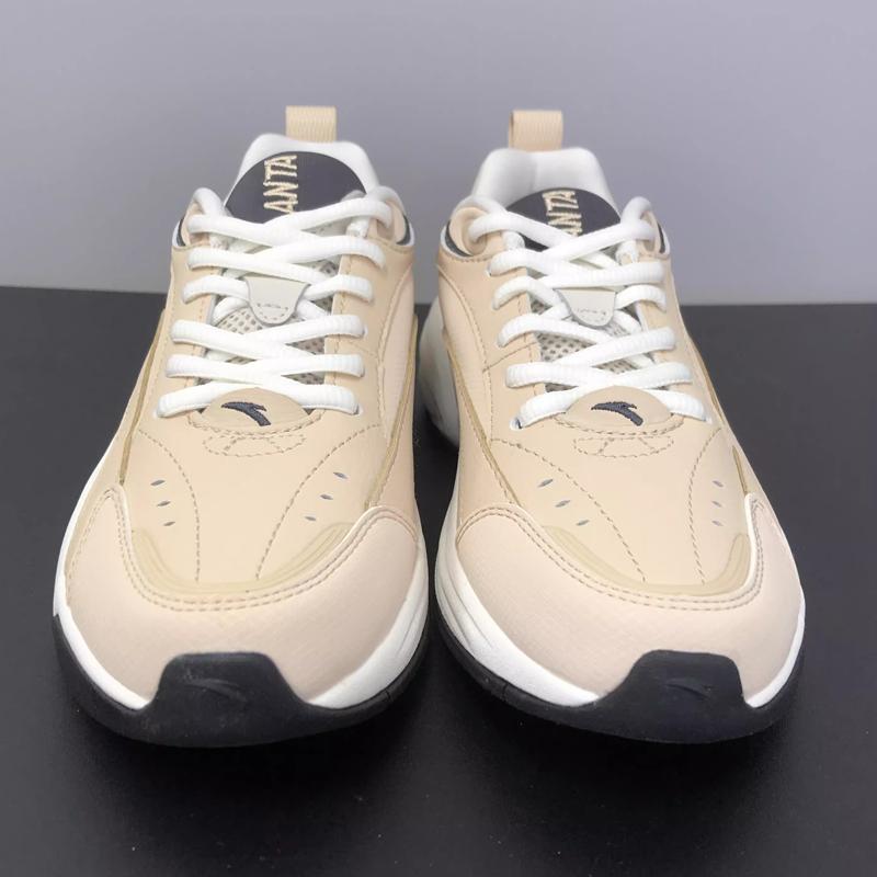 Anta Ace Trendy Versatile Shock Absorbing Wear Resistance Low Top Dad Shoes Men sketches Champagne 912338802-16