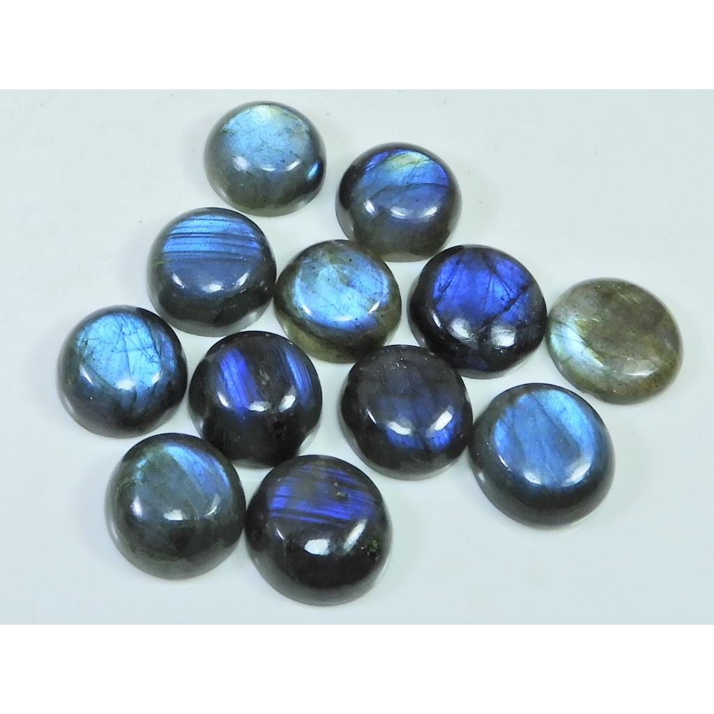 13X13MM Natural Labradorite Blue Round Cabochon Loose Gemstone 12Pcs Lot C-1028