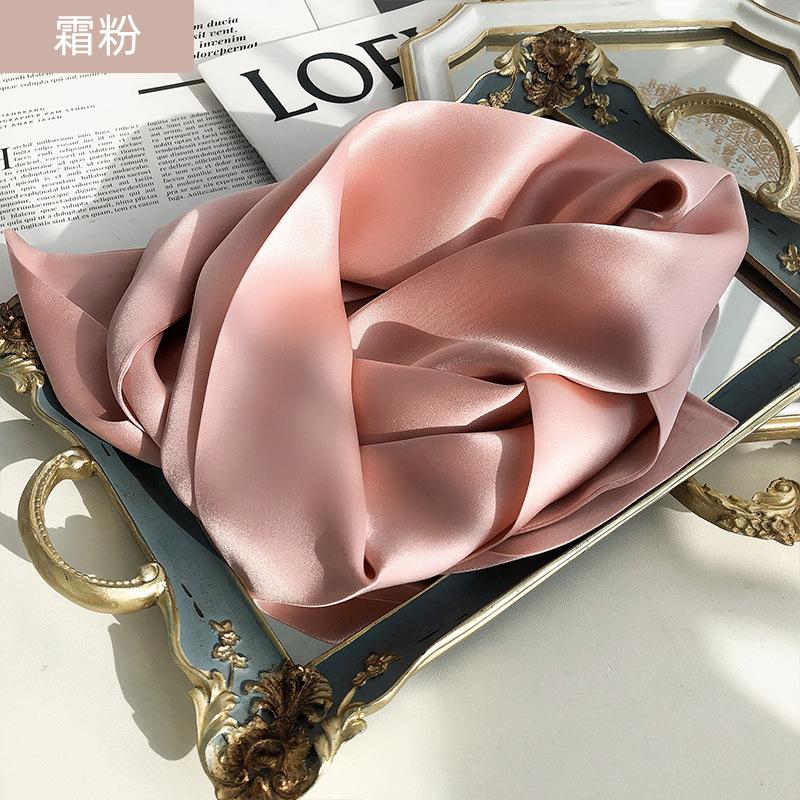 Two In Hand! Hangzhou Silk Solid Color Mulberry Silk Scarf Double-Layer Double-Sided Thin And Narrow Long Streamer Scarf Decorative Scarf