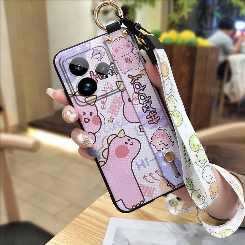 Kickstand Anti-dust Phone Case For Realme GT7 Pro Soft Case Cute Silicone Protective Cartoon Fashion Design Ring Lanyard