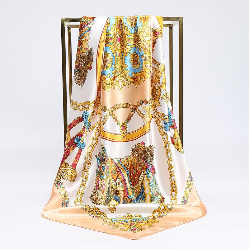 Spring and Autumn Women's Cashew Print Square Scarf Fashion Commuting Versatile Headscarf Stained Rose Square Scarf