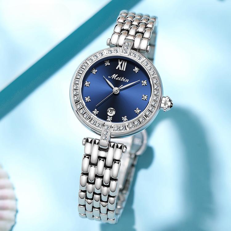 Новые стильные женские часы, модные, простые, со стальным ремешком, компактные, кварцевые часы