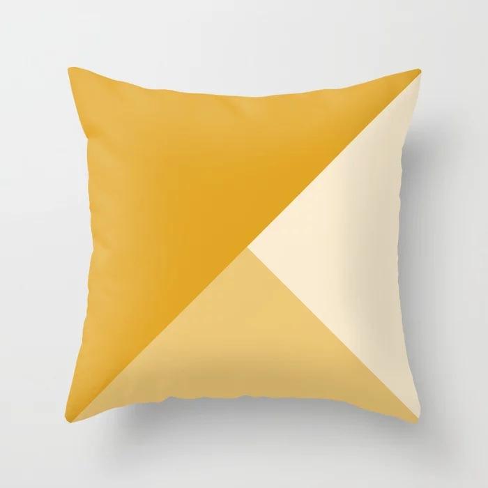 Geometric Yellow Check Pattern Throw Pillow Cover With Short Plush Print For Living Room Sofa Decoration Cushion Cover