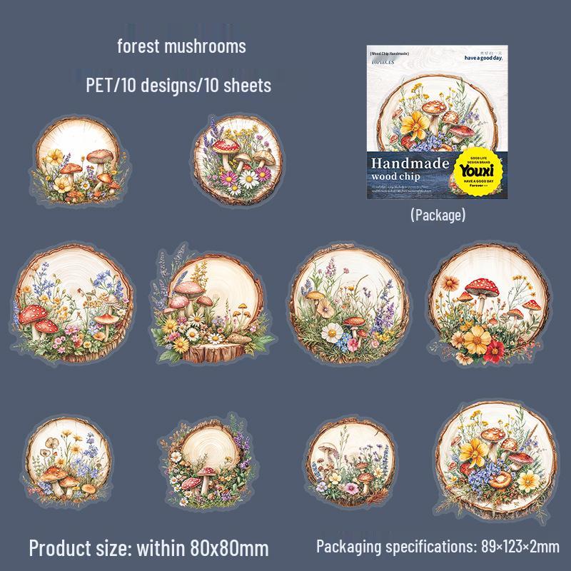 Набор ПЭТ-наклеек «Витражное окно в стиле ретро»: Серия «Прекрасный день», 10 листов с 6 дизайнами для украшения журнала.