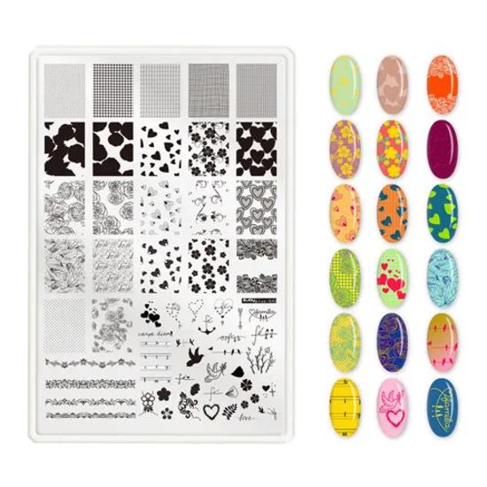 9.5X14.5см Большой размер пластины для стемпинга ногтей Цветочные/Геометрические дизайны Шаблон для нейл-арта для DIY декора ногтей 5.6см круглый штамп