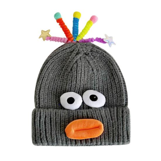 Мультяшная шерстяная шапка с выдвижными щупальцами, теплая вязаная шапочка для детей, головной убор с опорой для катания на лыжах