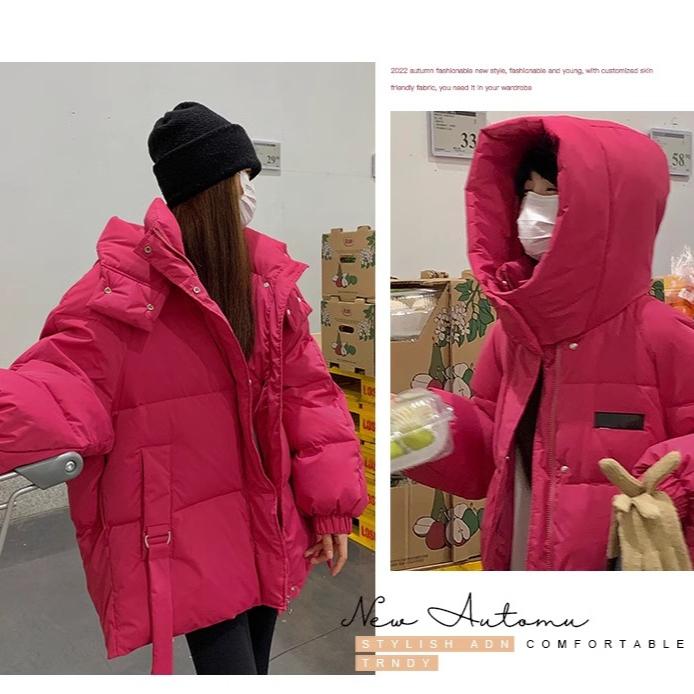 Thickened Korean-style Short Cotton-padded Jacket with Hood for Women, Loose Bread Coat for Winter