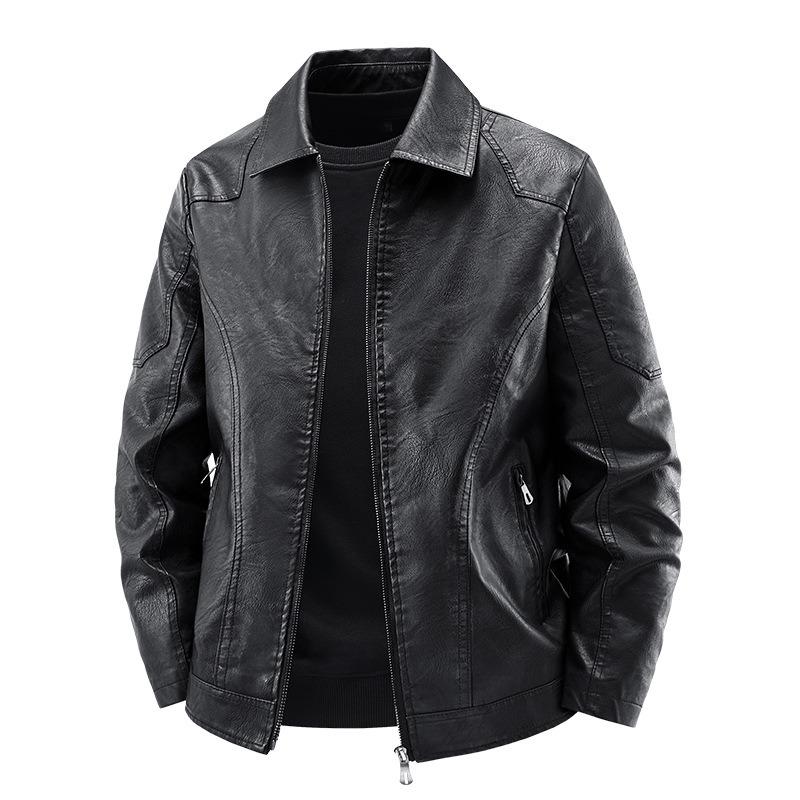 Men's leather jacket new business casual jacket men's spring and autumn regular lapel comfortable large size top