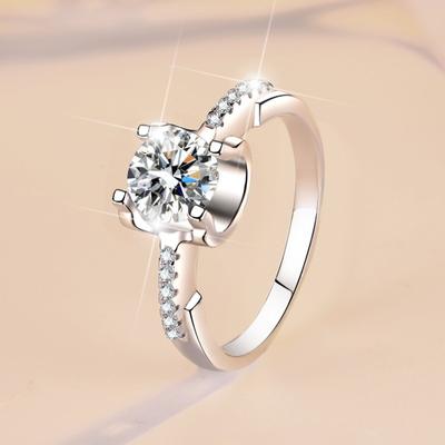 Кольцо с муассанитом цвета D 2 карата, кольцо из стерлингового серебра S925, женское обручальное кольцо с бриллиантом, обручальное кольцо, подарок для подруги, изысканный ювелирный подарок