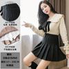 Women High Waist Pleated Mini Skirt A‑Line Woolen Skirt Solid Color No‑Stretch Casual Plus Size Skirt For Autumn Winter
