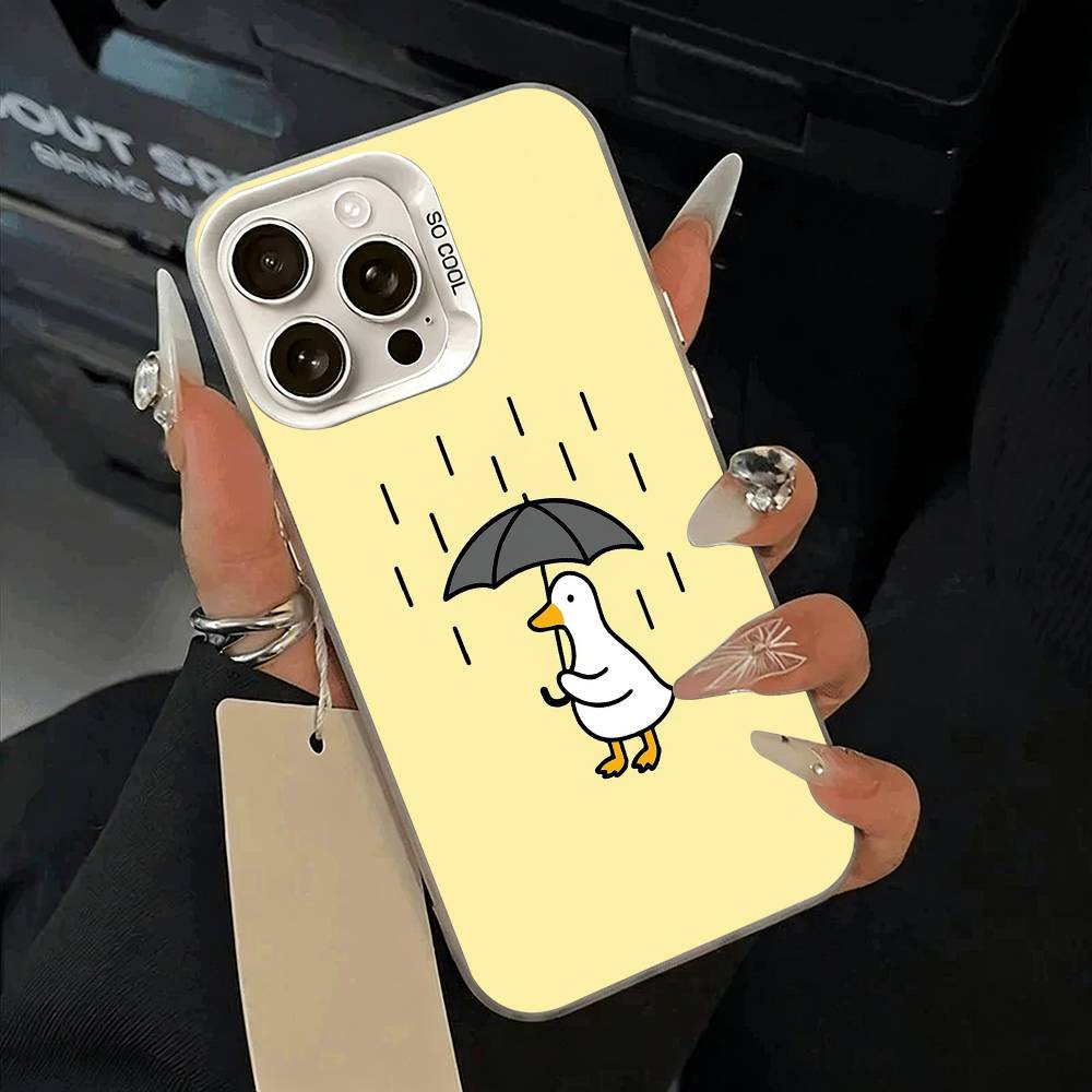 F-Смешной Чехол-Утка Для IPhone 17 Air 16 15 14 13 12 11 Pro Max Белый Серебристый Жесткий Чехол