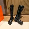 British Style Lace-Up Long Boots Platform Motorcycle Boots Zipper Fashion Boots of Women Casual Boot Autumn Women's  Boot 2024