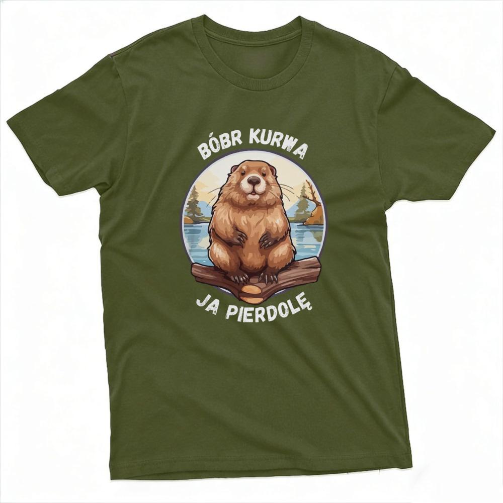 Bobr Kurwa Ja Pierdole Polish Meme Beaver Cartoon Print Short Sleeve Cotton Tee Funny Poland Internet Humor Casual Streetwear