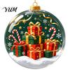 Decorative Props for Holiday Gatherings Christmas 3D Faux Crystal Ball Hanging Ornaments with Warm LED Coordinated Tree Supplies Lights, Luminous