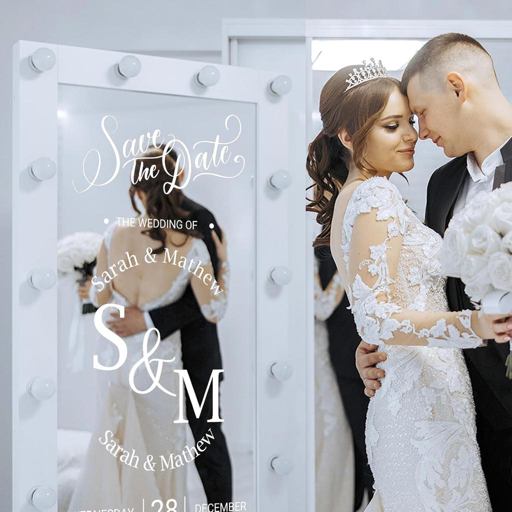 Personalized Welcome To Our Wedding Decal Custom Name Wedding Mirror Sign Vinyl Decal Sticker for Mirrors Wall Entry Decor-Sticker Wide 12"
