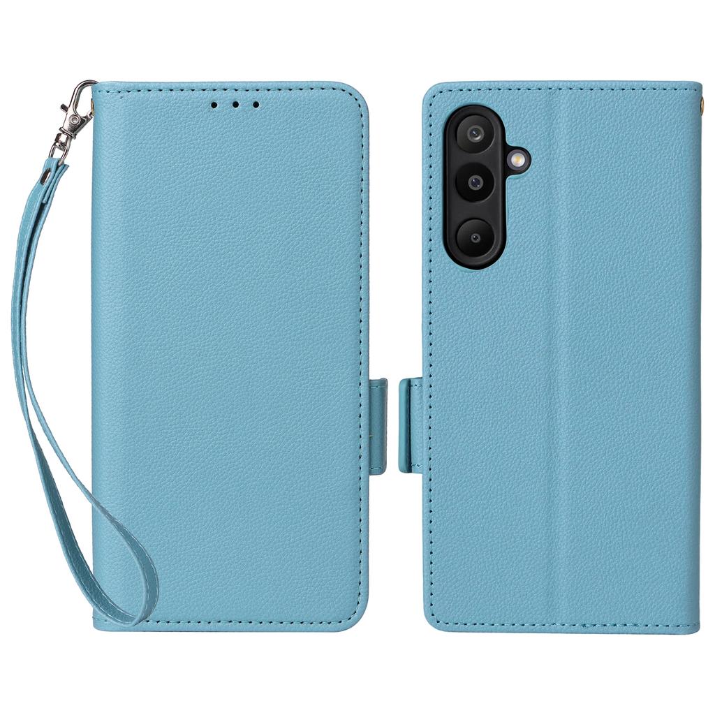 Чехол для Samsung Galaxy M16 5G/F16 5G с ремешком на запястье, текстура личи, кошелек из ПУ кожи, чехол для телефона