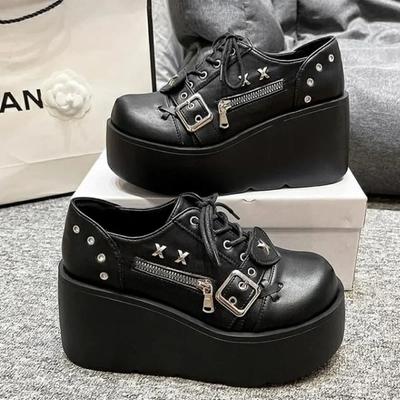 Мода 9 см Панк Стиль Готические Туфли-лодочки Женские Новая Подошва Бренд Платформа Обувь Клиновидный Высокий Каблук Вечеринка Косплей Дизайнер Лолита Обувь Большой Размер 42