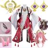 Yae Miko Full Set Guuji Yae Cosplay Costume Wig Earning Headwear Ears Tail For Comic Con
