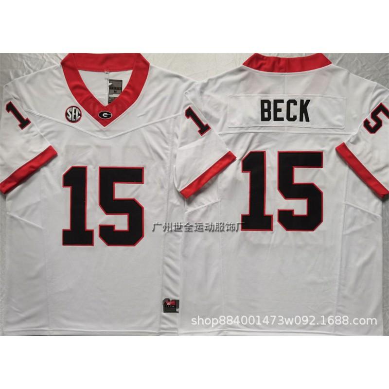 Mens NCAA College Football Jersey Cotton Blend Embroidered Bulldogs Team Uniform Running Fitness Sports