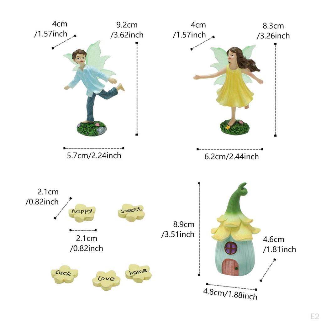 Fairy Figurine Statue Decorating Craft Cute Running Male and Female Sculpture for Flower Pots