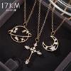17 км милый подарок кристалл планета луна кулон ожерелье для женщин модные золотые стразы звезда крест ожерелья подарок свадебные украшения