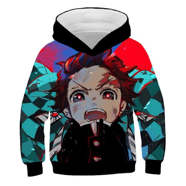 2025 Детские 3D Толстовки Demon Slayer Мода Осень Мальчики Толстовка Худи Манга Kimetsu No Yaiba Мальчики Девочки Джемперы 4-14 лет Одежда
