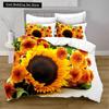 Yellow Sunflower King Queen Bedding Set Blossom Flowers Duvet Cover Blue Butterfly Floral Quilt Cover Polyester Comforter Cover